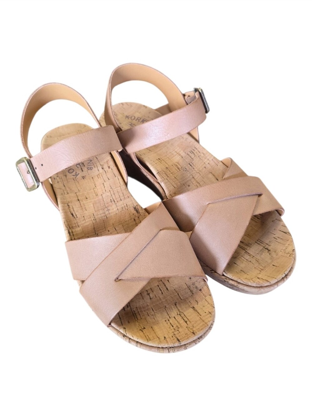 Kork-Ease Leather Ankle Strap Cork Wedge Sandal